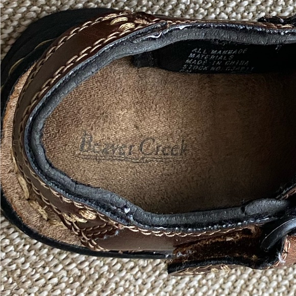 Little Boys Brown Open Toe Sandals with Velcro Closure. Woven Faux Leather. Sz 8 - Picture 5 of 10